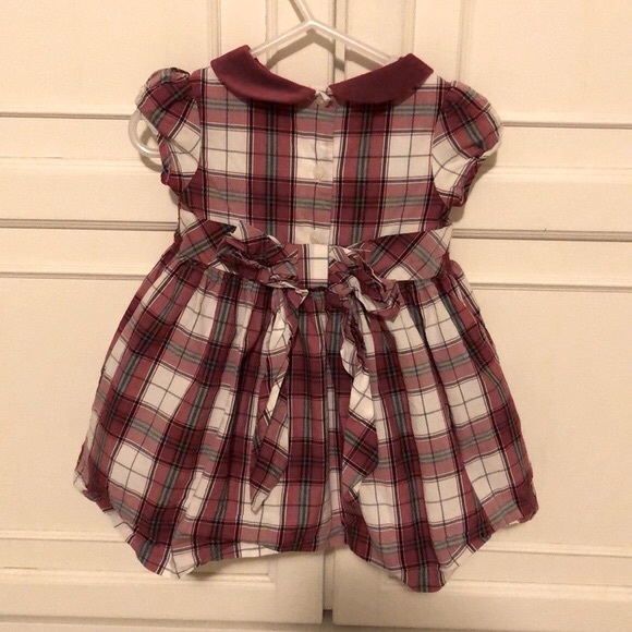 Janie and Jack Red Velvet Collar Smocked Plaid Dress - Picture 5 of 9